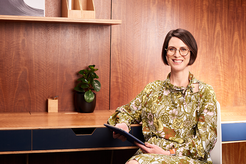 Dr Margot Anderson Endodontist at desk